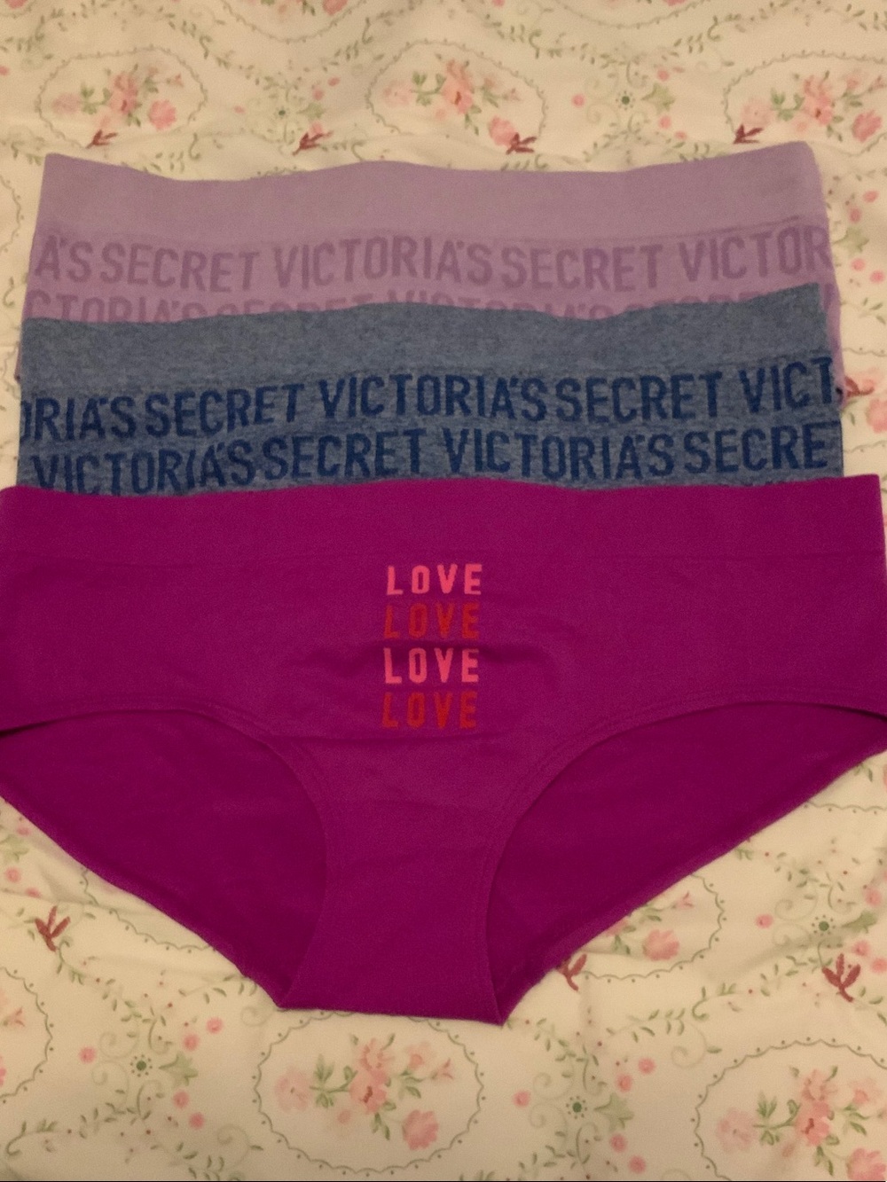 Victoria's Secret Hipster Panty Set 3- Purple, Blue, Pink NWOT